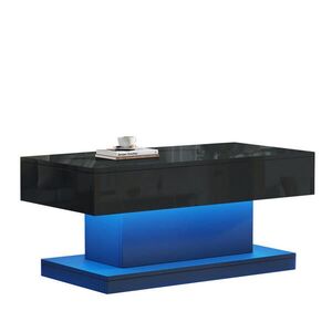 OKWISH KONFERENČNÝ stolík 100/50/45 cm čierny s 2 zásuvkami a LED osvetlením z drevotriesky vyobraziť
