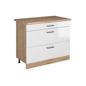 Vicco KUCHYNSKÁ SPODNÁ SKRINKA R-Line, Biely vysoký lesk/Dub Goldkraft, 100 cm Goldkraft tammi työtaso vyobraziť