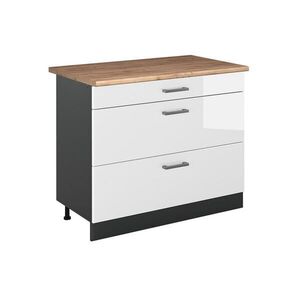 Vicco KUCHYNSKÁ SPODNÁ SKRINKA R-Line, Biely vysoký lesk/antracitová, 100 cm Goldkraft tammi työtaso vyobraziť