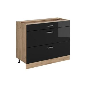 Vicco KUCHYNSKÁ SPODNÁ SKRINKA R-Line, Čierny vysoký lesk/Dub Goldkraft, 100 cm bez pracovnej dosky vyobraziť