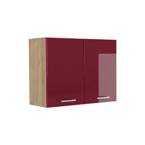 Vicco KUCHYNSKÁ SKLENENÁ SKRINKA R-Line, Červený vysoký lesk/Dub Goldkraft, 80 cm vyobraziť