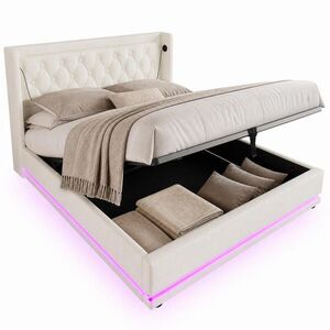 STILVORA ČALÚNENÁ POSTEĽ 160/200 cm biela s úložným priestorom, LED, USB a Type-C vyobraziť