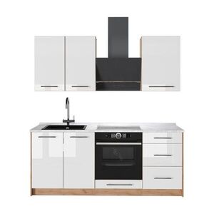 Vicco SAMOSTATNÁ KUCHYŇA Fame-Line, Biely vysoký lesk/Dub Goldkraft, 190 cm, AP Marble vyobraziť