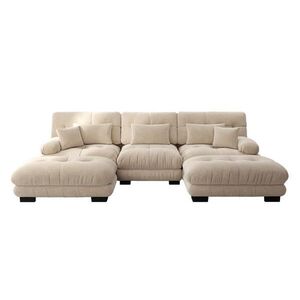 POHOVKA V TVARE U 313/145/81 cm Svetlohnedá vyobraziť