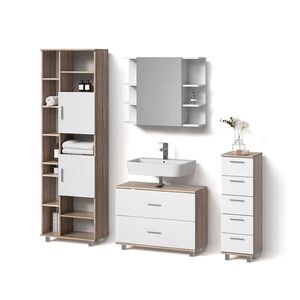 Livinity® SÚPRAVA KÚPEĽŇOVÉHO NÁBYTKU Eisak, biely/Sonoma, 4-dielna vyobraziť