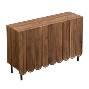 Modfu KOMODA z MDF 120x35x80 cm orechová s vlnitými dvierkami, bez úchytiek a nastaviteľnými policami vyobraziť