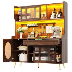 OKWISH PRÍBORNÍK 145/39/171 cm hnedý s LED osvetlením a veľkým úložným priestorom z MDF vyobraziť