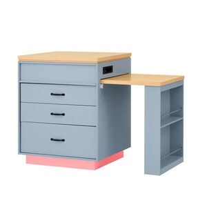Modfu KUCHYNSKÝ ostrovček z MDF 187, 5x71x93 cm modrý s výsuvným stolom, LED osvetlením a USB/Type-C nabíjaním vyobraziť