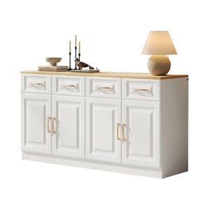 Redom SIDEBOARD 140/40/75 cm s 4 zásuvkami, 4 dvierkami a nastaviteľnými policami, Biela/Dub vyobraziť