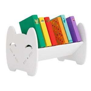 Relaxdays REGÁL Biela na knihy pre deti mačací dizajn PVC 32 cm vyobraziť