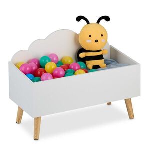 Relaxdays TRUHLA Biela na hračky motív oblakov MDF vyobraziť