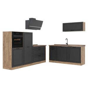 Vicco KUCHYNKA R-Line, Antracitový vidiecky dom/Dub Goldkraft, 220 cm Goldkraft tammi työtaso vyobraziť