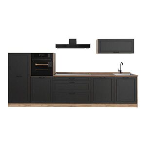 Vicco KUCHYNKA R-Line, Antracitový vidiecky dom/Dub Goldkraft, 340 cm Goldkraft tammi työtaso vyobraziť