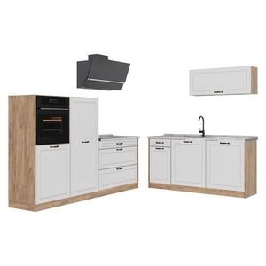 Vicco KUCHYNKA R-Line, Biely vidiecky dom/Dub Goldkraft, 220 cm Marmori työtaso vyobraziť