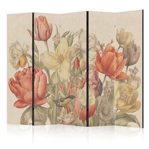 Muralo PARAVÁN Akustický 5-dielny 225x172 cm Retro Tulipány vyobraziť