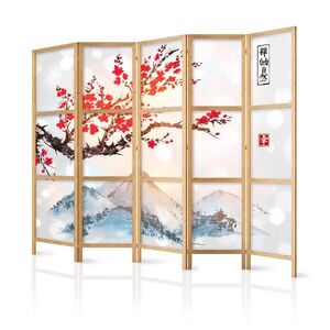 Muralo PARAVÁN Japonský 5-dielny 225x172 cm Sakura Vrch Fudži vyobraziť