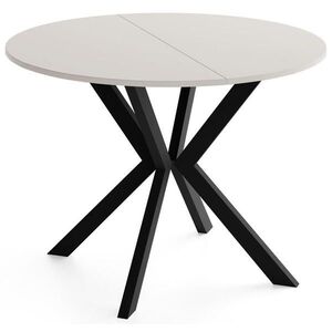 WFL GROUP OKRUHLY Rozkladaci Jedalensky Stol - Loft Styl s Kovovymi Nohami - 100 az 180 cm - Industrialny Stol - Kasmirova Bezova Siva - 100 cm vyobraziť