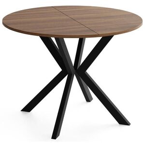 WFL GROUP OKRUHLY Rozkladaci Jedalensky Stol - Loft Styl s Kovovymi Nohami - 100 az 180 cm - Industrialny Stol - Orech Hnedy - 100 cm vyobraziť