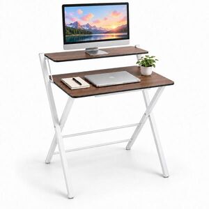 Relaxdays PÍSACÍ STÔL Biely skladací s nadstavcom na monitor 70x56 cm vyobraziť