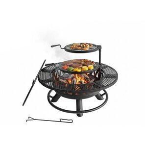 Relaxdays OHNISKO Čierne s vekom 92 cm vyobraziť