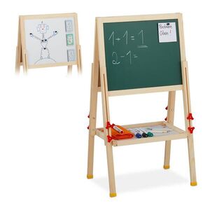 Relaxdays TABUĽA prírodná biela zelená drevo magnetická popisovacia vyobraziť