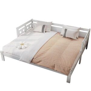OKWISH DENNÁ posteľ 90/190 cm biela z borovicového dreva s výsuvným lôžkom v tvare srdca vyobraziť
