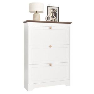 OKWISH SKRINKA na topánky 87/26/120 cm biela z MDF s 3 výklopnými priehradkami a tlmeným zatváraním vyobraziť