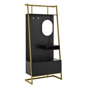 OKWISH PREDSIEŇOVÁ stena 78/38, 5/180, 5 cm čierna z MDF a kovu so zrkadlom, háčikmi a botníkom vyobraziť