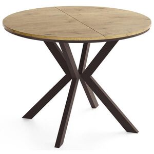 WFL GROUP OKRUHLY Rozkladaci Jedalensky Stol - Loft Styl s Kovovymi Nohami - 100 az 180 cm - Industrialny Stol - Lancelot dub - 100 cm vyobraziť