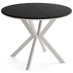 WFL GROUP OKRUHLY Rozkladaci Jedalensky Stol - Loft Styl s Kovovymi Nohami - 120 az 200 cm - Industrialny Stol - Cierny - 120 cm vyobraziť