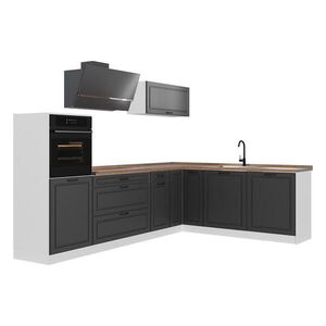 Vicco ROHOVÁ KUCHYŇA R-Line, Antracitový vidiecky dom/biely, 287 x cm Goldkraft tammi työtaso vyobraziť