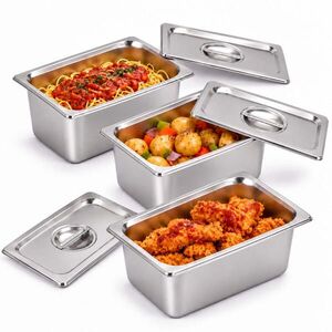 Relaxdays GASTRONÁDOBA Strieborná 3ks-set nerez GN 1/4 s vekom vyobraziť
