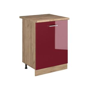 Vicco KUCHYNSKÁ SPODNÁ SKRINKA R-Line, Červený vysoký lesk/Dub Goldkraft, 60 cm s 1 dverami Goldkraft tammi työtaso vyobraziť