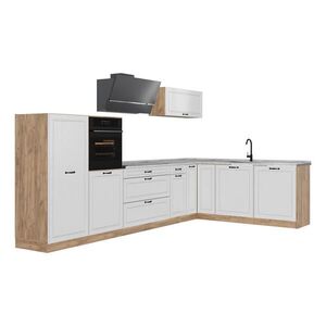 Vicco ROHOVÁ KUCHYŇA R-Line, Biely vidiecky dom/Dub Goldkraft, 347 x cm Marmori työtaso vyobraziť