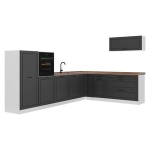 Vicco ROHOVÁ KUCHYŇA R-Line, Antracitový vidiecky dom/biely, 327 x cm Goldkraft tammi työtaso vyobraziť