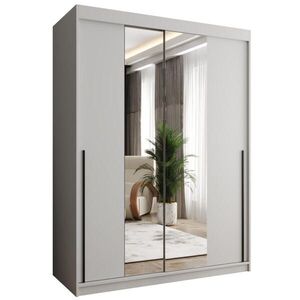 Home Collective SKRIŇA S POSUVNÝMI DVERAMI so zrkadlom, šírka 150 cm, biela s čiernym úchytom vyobraziť