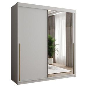 Home Collective SKRIŇA S POSUVNÝMI DVERAMI so zrkadlom, šírka 180 cm, biela so zlatým úchytom vyobraziť