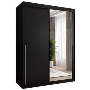Home Collective SKRIŇA S POSUVNÝMI DVERAMI so zrkadlom, šírka 150 cm, čierna so strieborným úchytom vyobraziť
