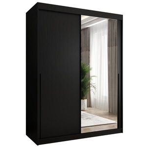 Home Collective SKRIŇA S POSUVNÝMI DVERAMI so zrkadlom, šírka 150 cm, čierna s čiernym úchytom vyobraziť