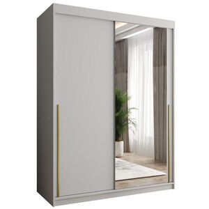 Home Collective SKRIŇA S POSUVNÝMI DVERAMI so zrkadlom, šírka 150 cm, biela so zlatým úchytom vyobraziť