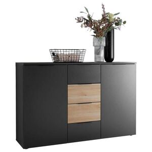 Carryhome ŠIROKÁ KOMODA, grafitová, farba duba, 135/89/40 cm vyobraziť