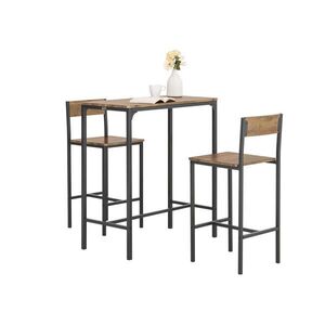 SoBuy SET stola a 2 stoličky pre 2 osoby Hnedá 89x45x100cm Priemyselný vyobraziť
