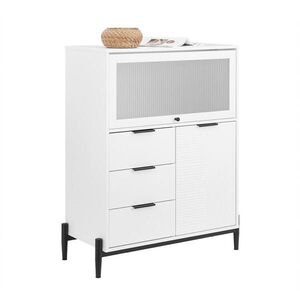 SoBuy NÍZKA kredenca s tromi zásuvkami Biela 86x40x108cm Moderný vyobraziť