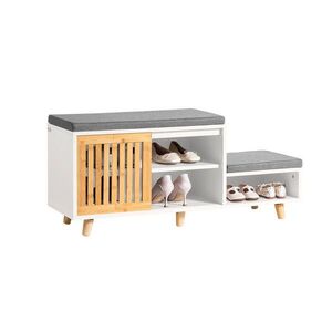 SoBuy PANCA na topánky s 1 dverami Biela 101x35x46cm Severský vyobraziť
