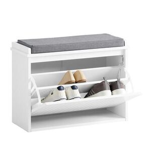 SoBuy BOTNÍK s lavicou s 1 dverami Biela 62x26x46cm Severský vyobraziť