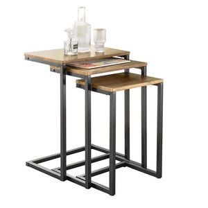 SoBuy TAVOLINO na gauč 3 kusy Hnedá 46x30x61cm Priemyselný vyobraziť