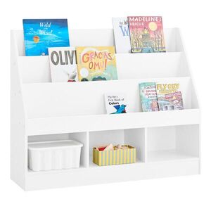 SoBuy REGÁL pre deti s tromi policami Biela 100x30x80cm Minimalistický vyobraziť