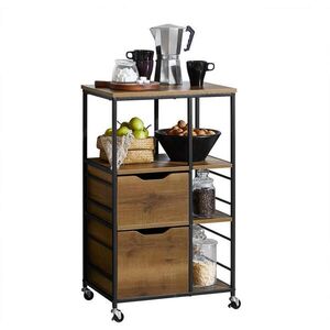 SoBuy KUCHYNSKÝ vozík s 2 zásuvkami Hnedá 53x37x89cm Priemyselný vyobraziť