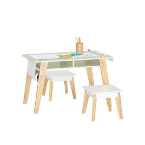 SoBuy SET stola s 2 stoličkami pre deti a 1 poličkou Zelená 80x48x50cm Severský vyobraziť