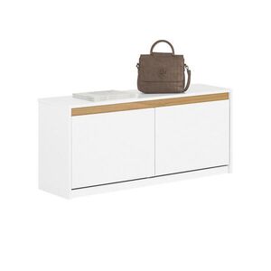 SoBuy PANCA na topánky s 2 dvierkami Biela 104x30x47cm Moderný vyobraziť